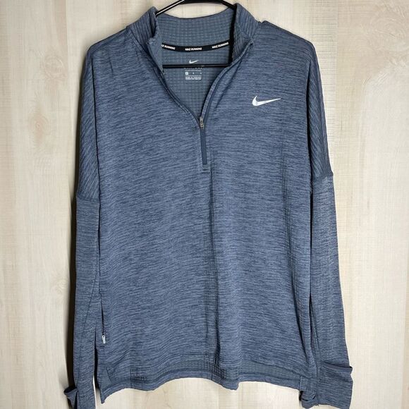 Nike Tops - Nike dri fit running blue heather long sleeve pullover 1/4‎ zip, size large